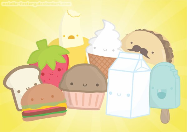 Милая еда нарисовать
