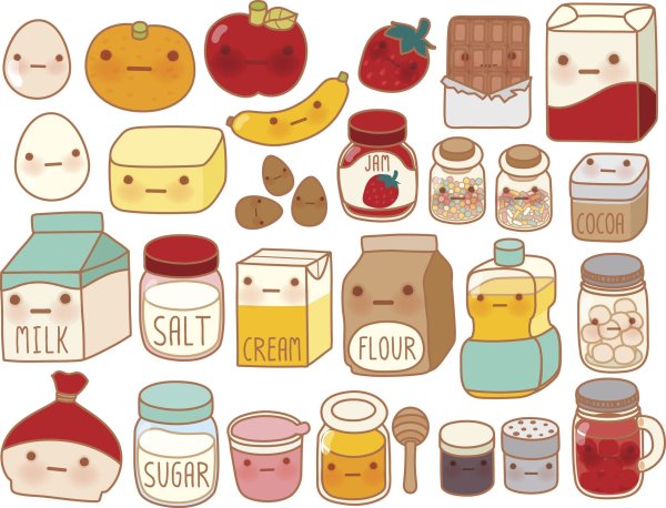 Кавайная еда для распечатки