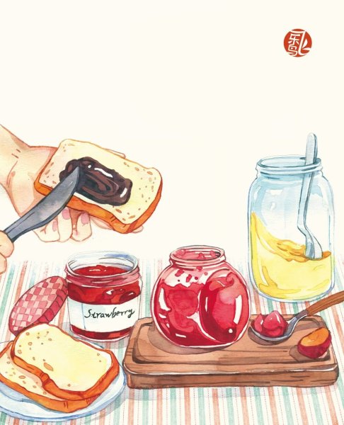 Скетч обед акварель