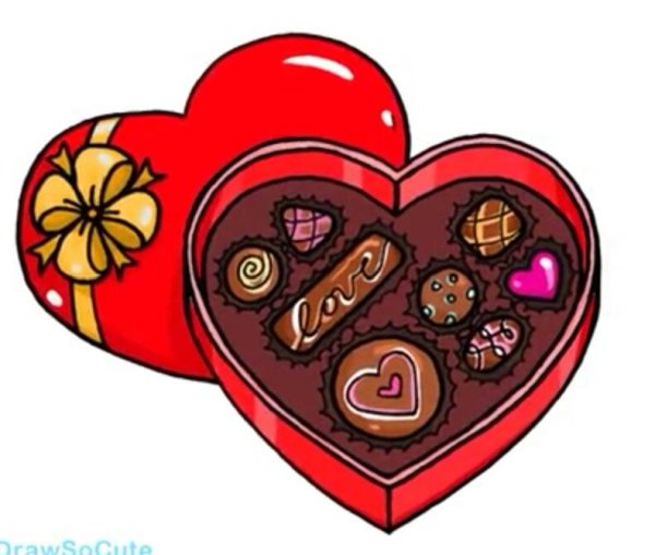 Нарисованные шоколадные конфеты сердечки