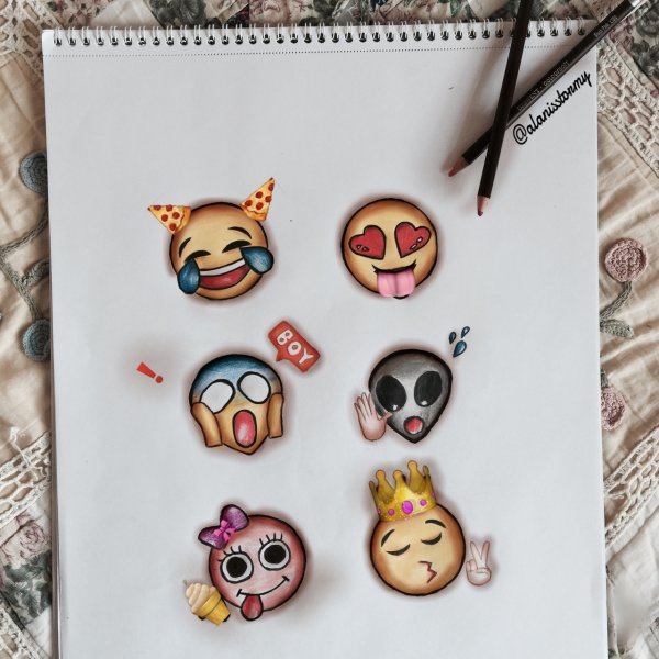 Рисунки в скетчбук смайлики