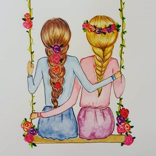 Рисунки для срисовки лучшие подруги