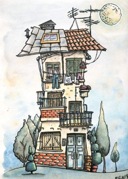 Необычные дома рисунки