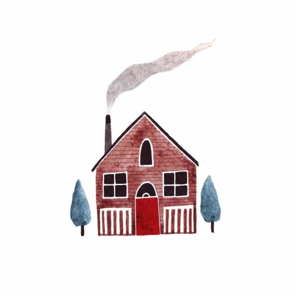 Милый домик белый фон