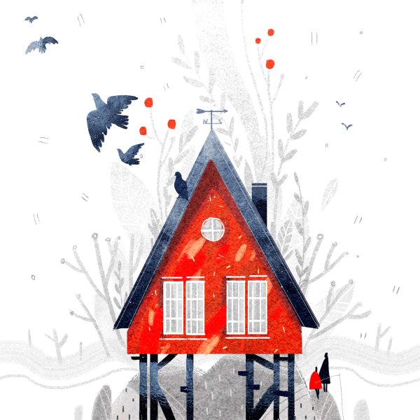 Домики акварелью иллюстрации