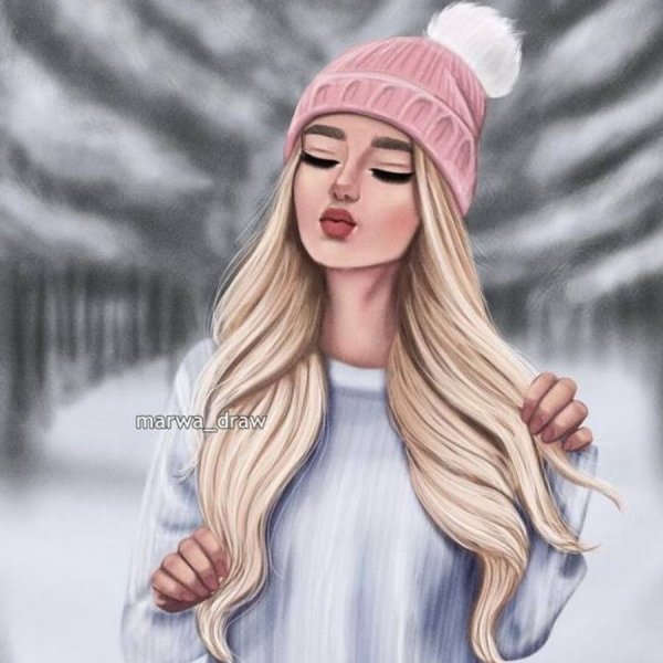 Девушка в шапке рисунок