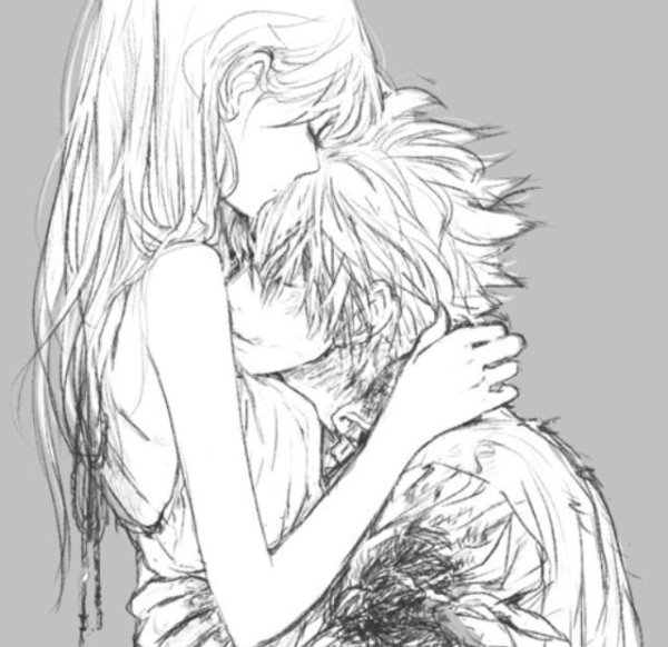 Аниме арт объятия