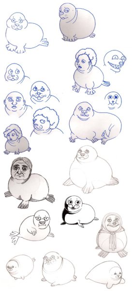 Тюлень рисунок карандашом поэтапно для начинающих