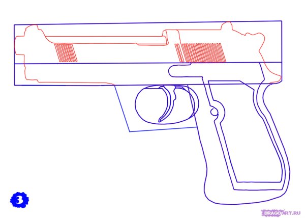 Поэтапное рисование пистолета
