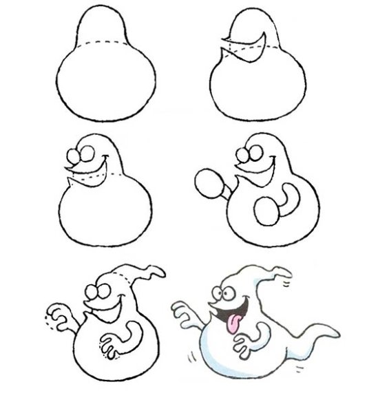 Поэтапное рисование призраков