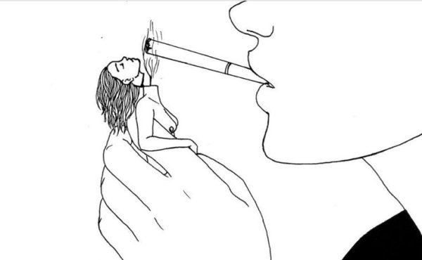 Девушка с сигаретой рисунок карандашом