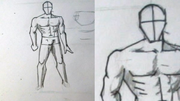 Пошагово мужское накаченное тело