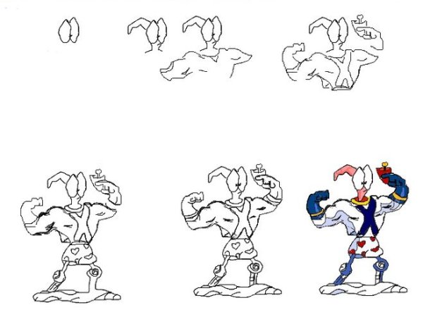 Червяк Джим рисунок карандашом