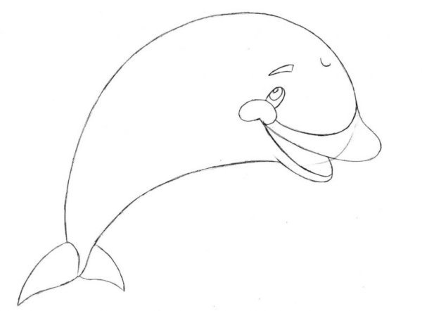 Поэтапное рисование дельфина для детей