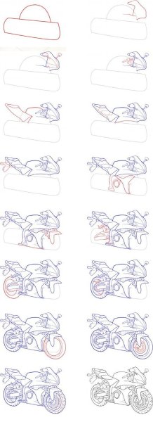 Мотоцикл рисунок пошагово