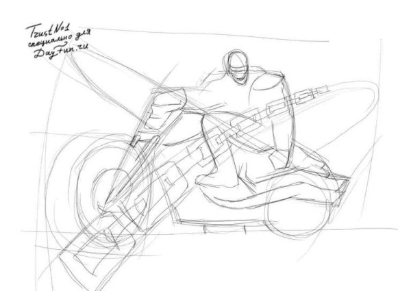 Призрачный гонщик рисунки карандашом на мотоцикле