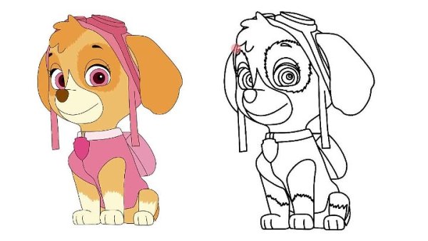 Нарисовать Щенячий патруль Скай