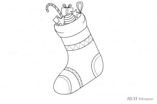 Новогодний носок раскраска