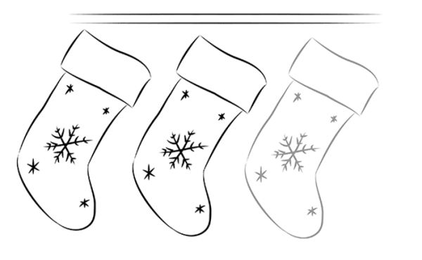 Новогодний носок карандашом