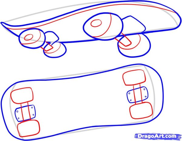 Скейтборд рисунок поэтапно
