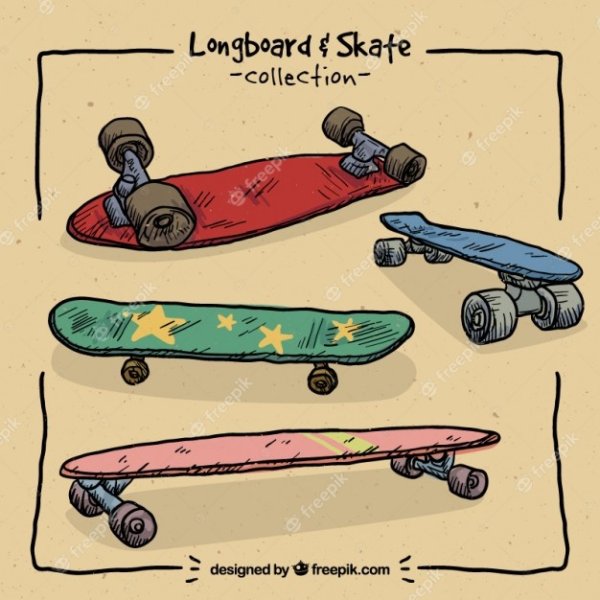 Рисунок скейта в цвете