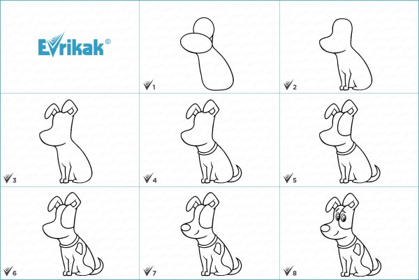 Пошаговая инструкция рисования собаки для детей