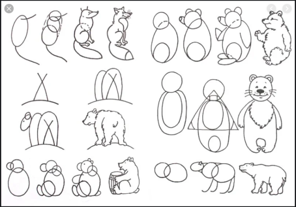 Схемы рисования животных для детей