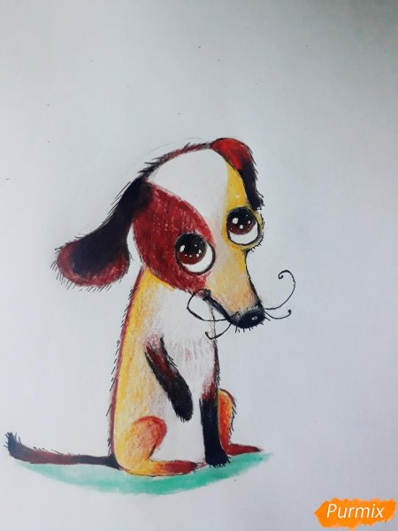 Легкий рисунок собаки каштанки