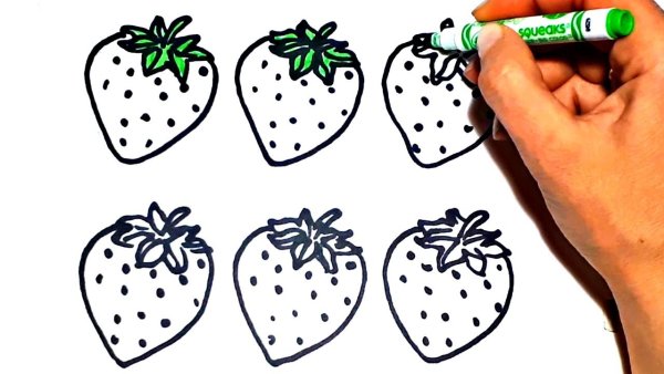 Поэтапное рисование клубники для детей