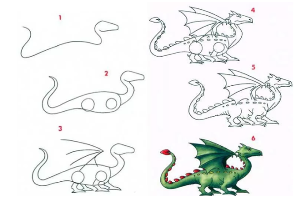 Поэтапные рисунки драконов