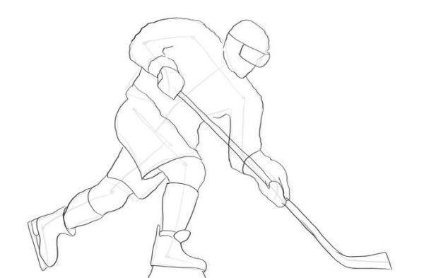 Хоккеист рисунок карандашом