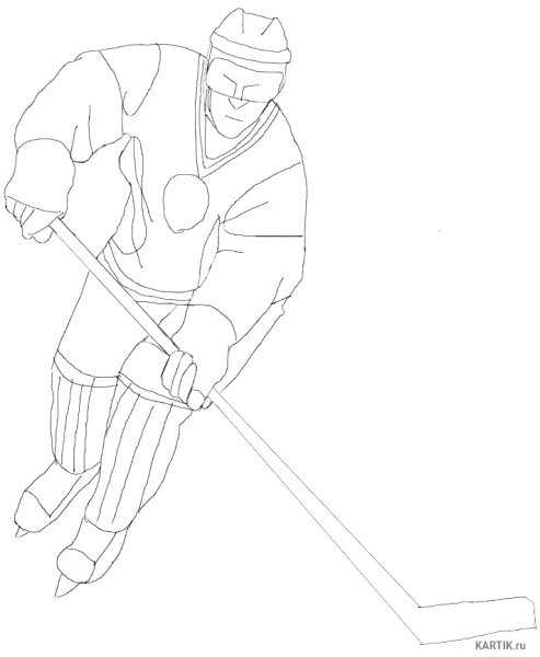 Хоккеист рисунок карандашом