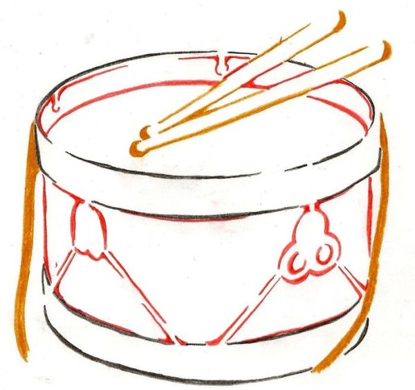 Барабан раскраска для малышей