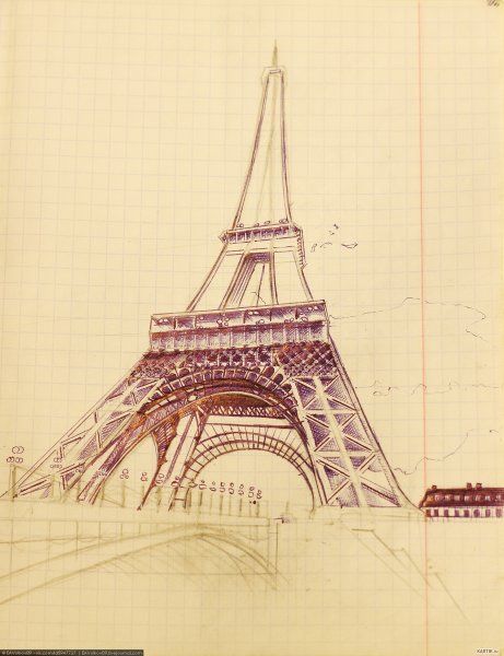 Эйфелева башня карандашом