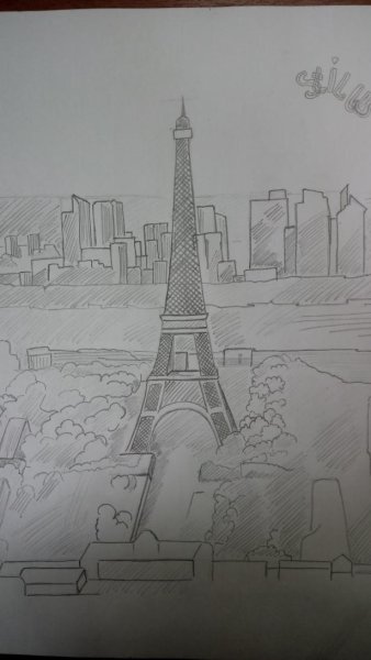 Эйфелева башня карандашом