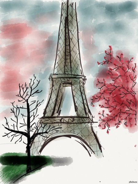 Эйфелева башня рисунок карандашом