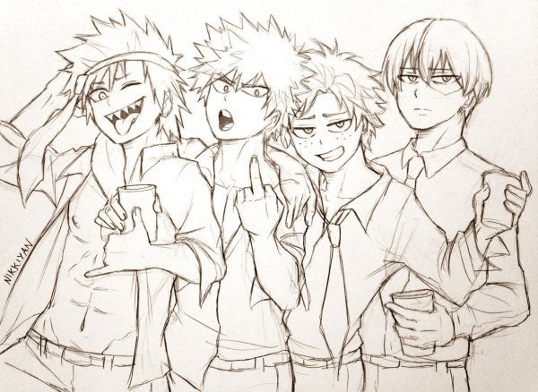 Бакуго Киришима Тодороки и Мидория