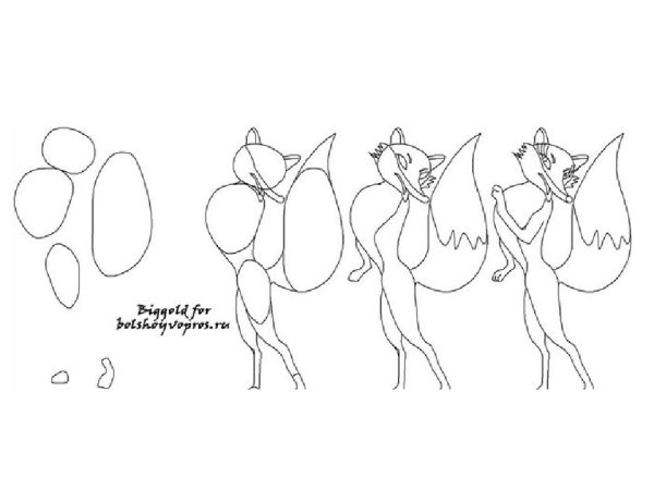 Поэтапное рисование вороны и лисицы