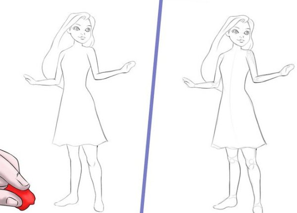 Поэтапное рисование девушки для детей