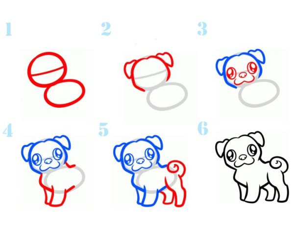 Как нарисовать щенка поэтапно