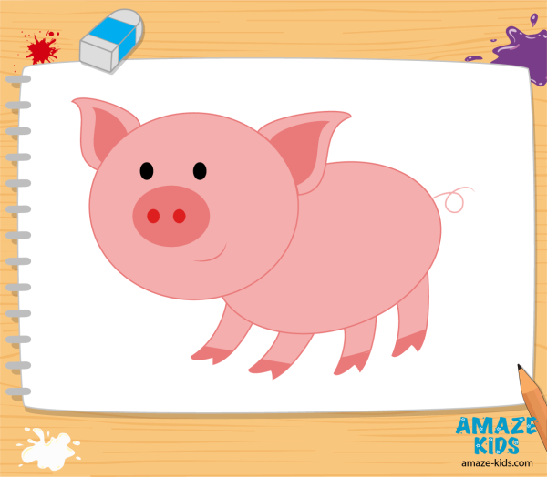 Рисование поросенок с детьми