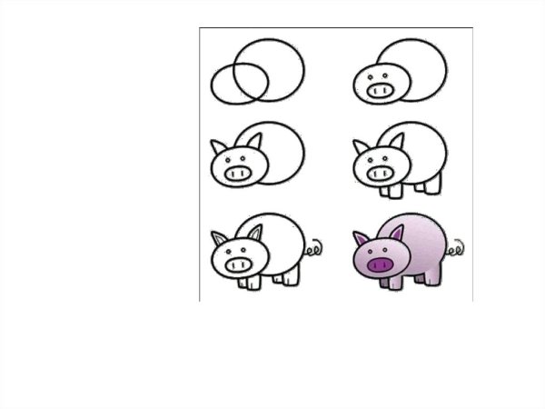 Схема рисования поросенка