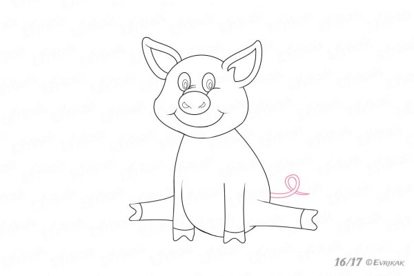 Пошаговый рисунок поросенка