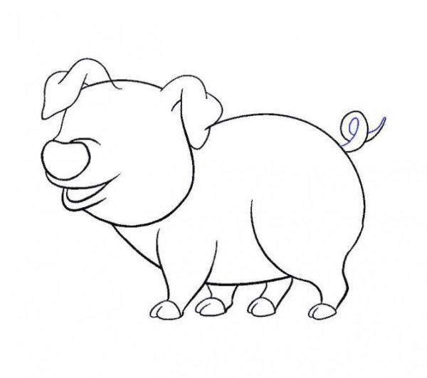 Свинья карандашом для детей