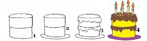 Рисунок торта для срисовки