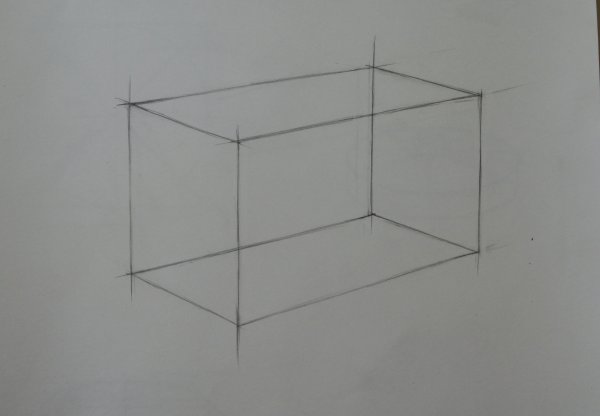 Объемный квадрат карандашом
