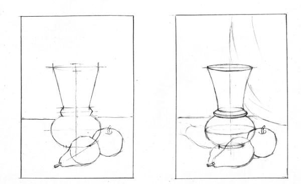Этапы рисования натюрморта карандашом