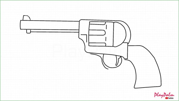 Нарисовать револьвер поэтапно карандашом
