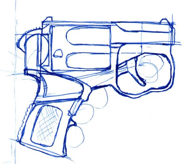 Поэтапное рисование пистолета