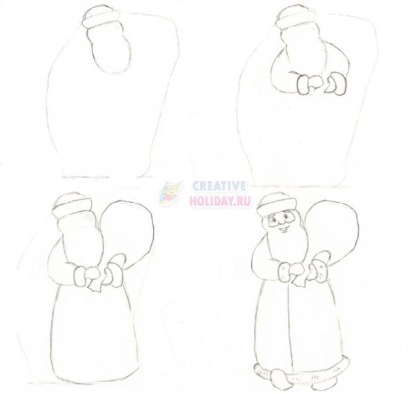 Этапы рисования Снегурочки